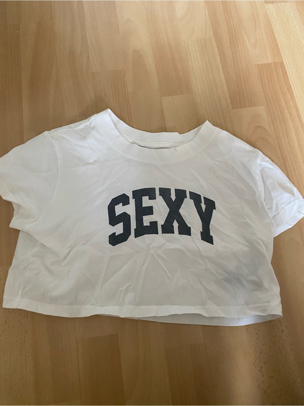 Women’s SMFK ‘sexy’ white crop top